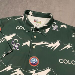 Colorado Rockies Reyn Spooner Polo Shirt Mens Medium MLB Performance Stretch